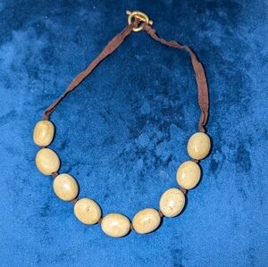 Stone Necklace On Suede Ribbon 18"